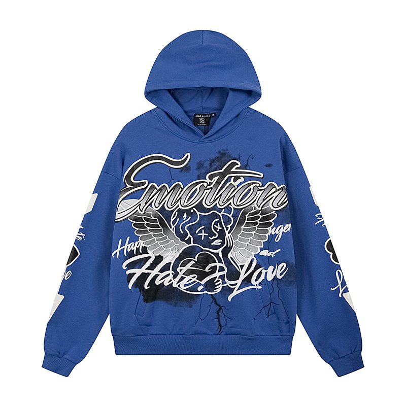MIXED EMOTION Street Graffiti Graphic Hoodie — front