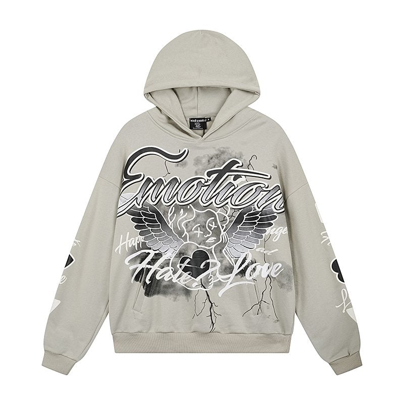 MIXED EMOTION Street Graffiti Graphic Hoodie — front