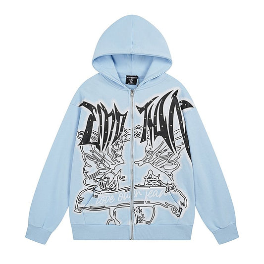 MIXED EMOTION Rhinestone Graphic Full-Zip Hoodie — hero