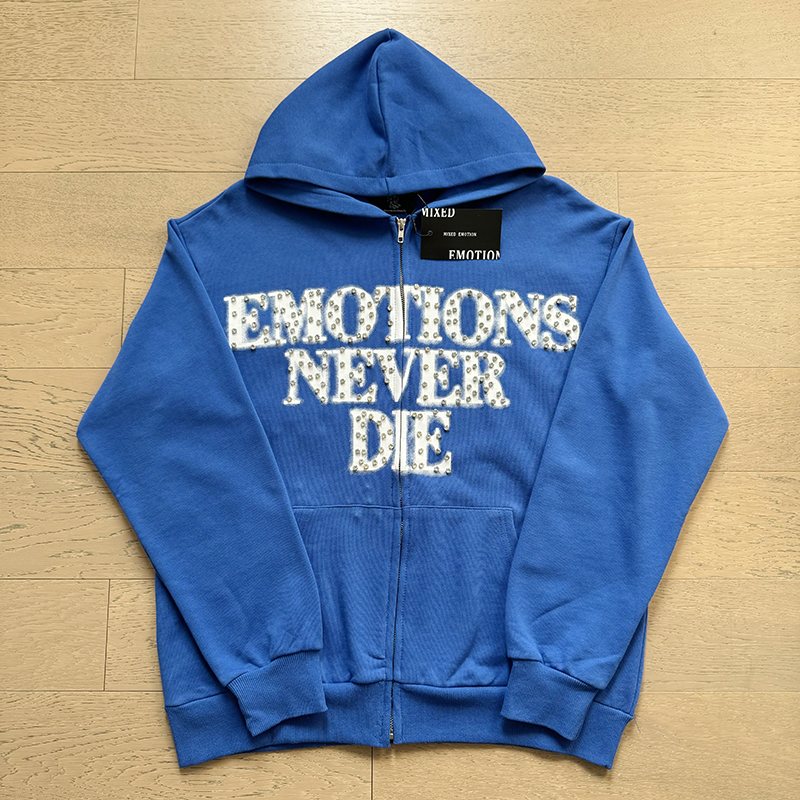 MIXED EMOTION Back Graphic Zip Hoodie — front