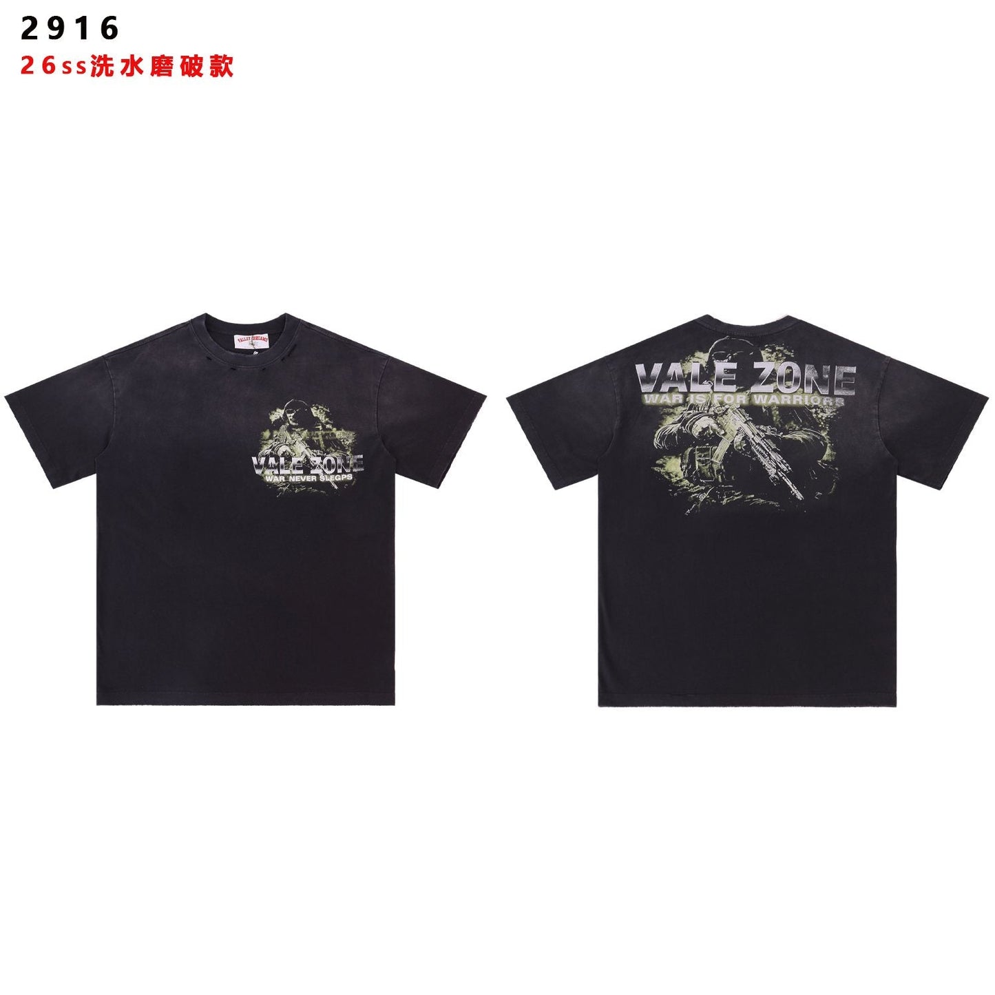Valley Dreams Soldier Graphic Distressed T-Shirt — front