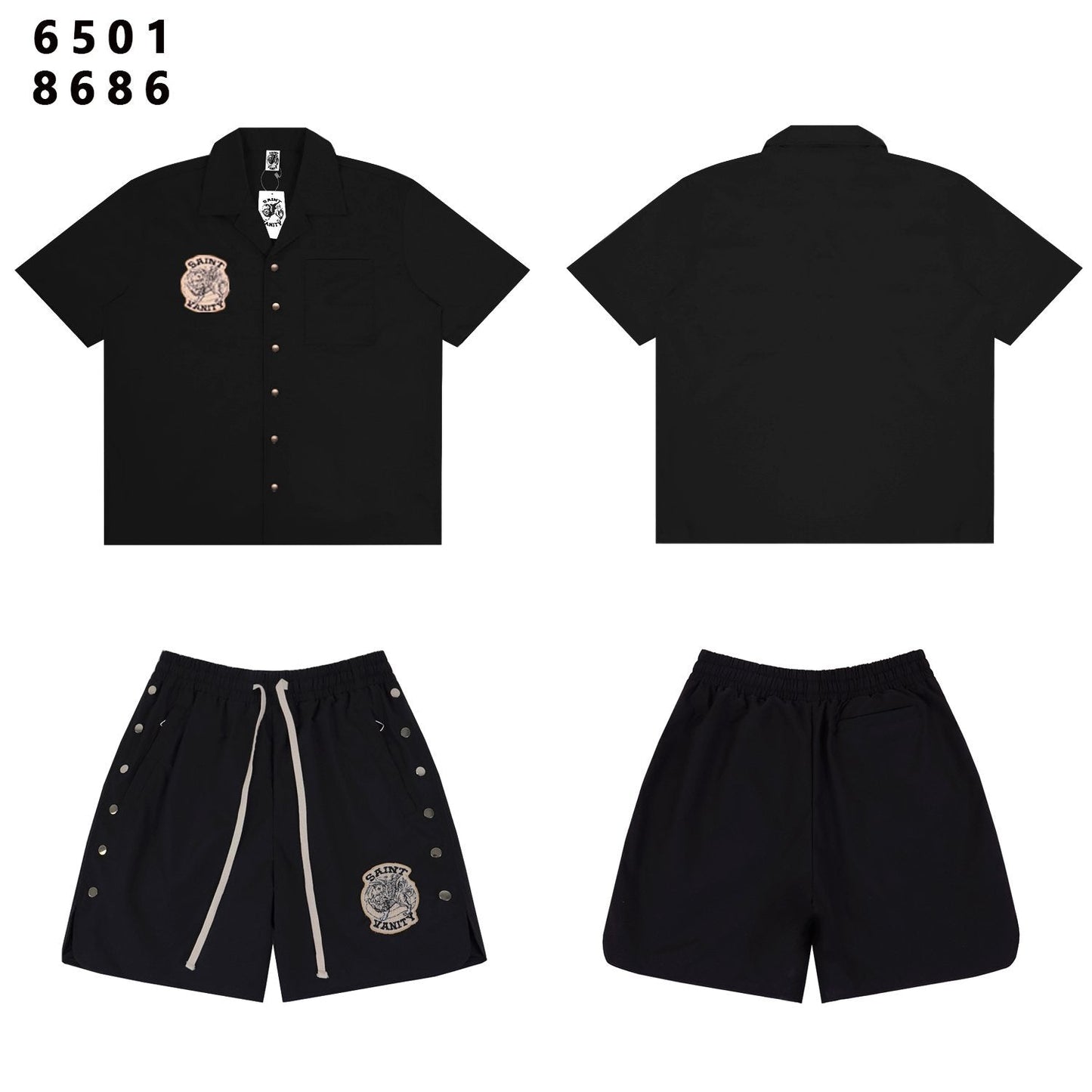 SAINT Tiger Patch Short-Sleeve Shirt & Shorts Set — front