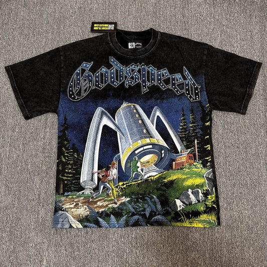 Godspeed Acid-Wash Graphic T-Shirt — hero
