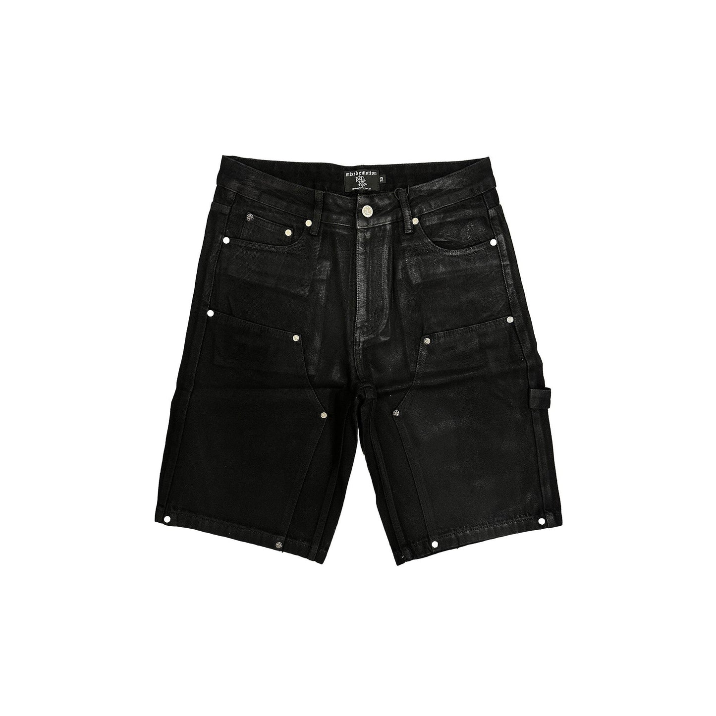 Mixed Emotion Black Logo Cargo Shorts — hero