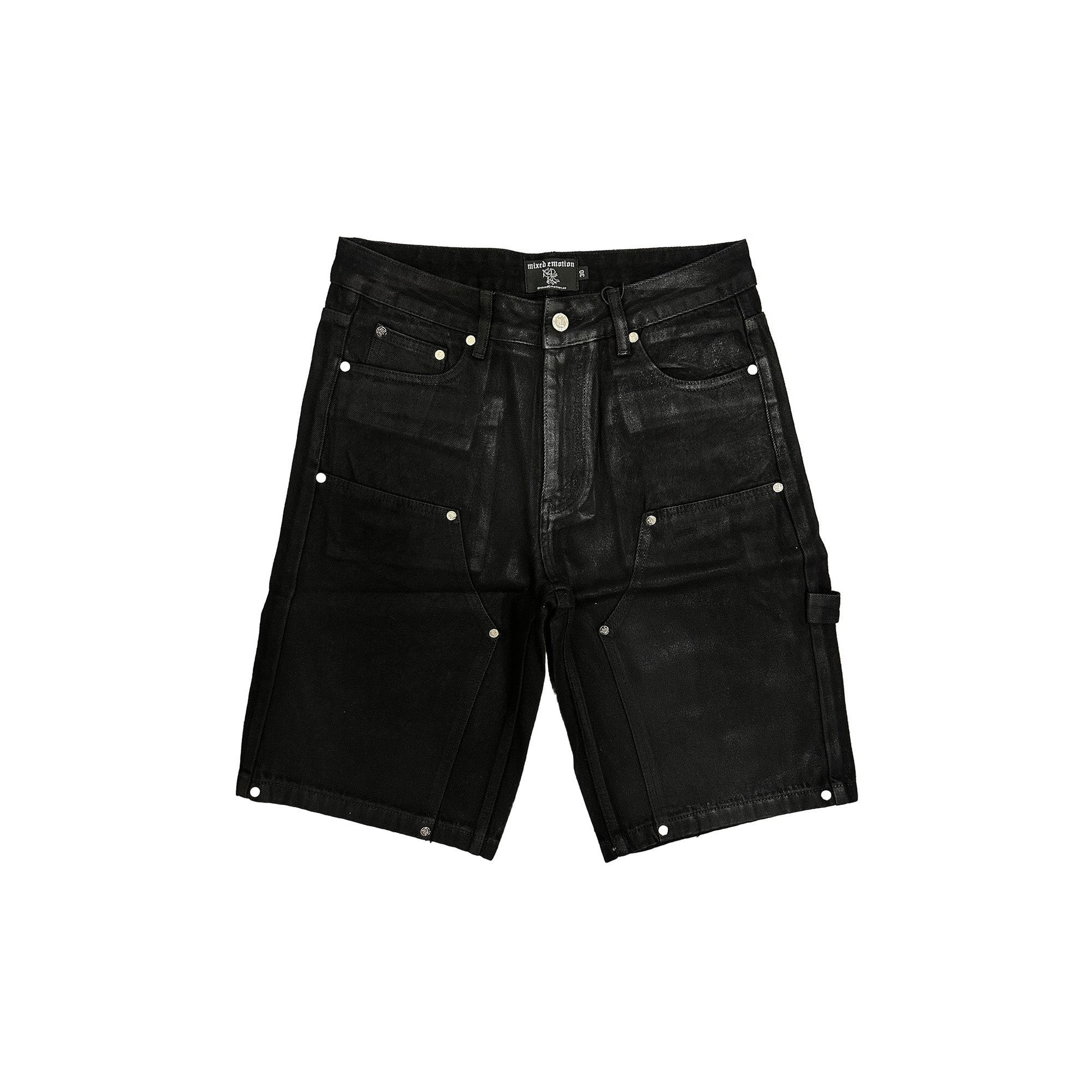 Mixed Emotion Black Logo Cargo Shorts — hero