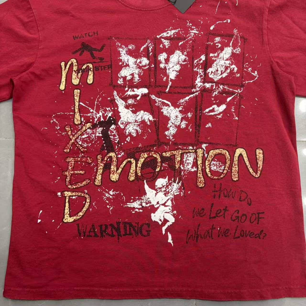 Mixed Emotion Warning Graphic Short-Sleeve T-Shirt — detail
