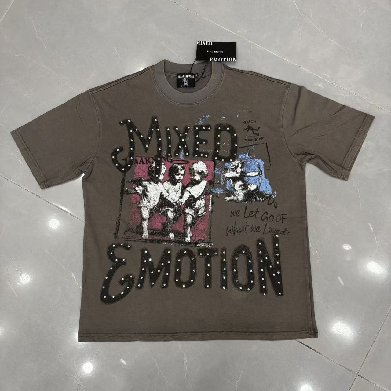 Mixed Emotion Warning Graphic Short-Sleeve T-Shirt — front