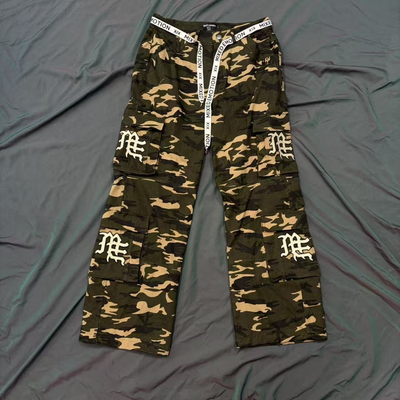 Mixed Emotion Camouflage Cargo Pants — front