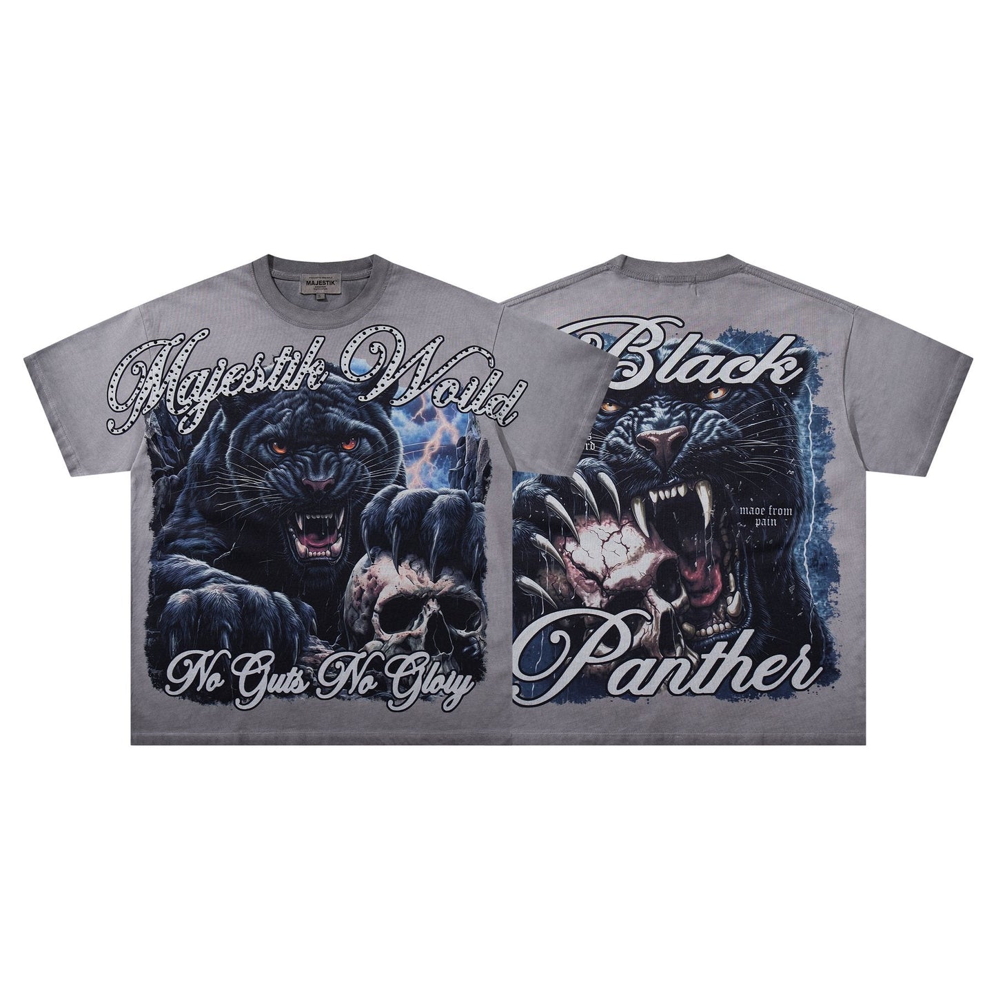 MAJESTIK Panther Skull Graphic T-Shirt — context