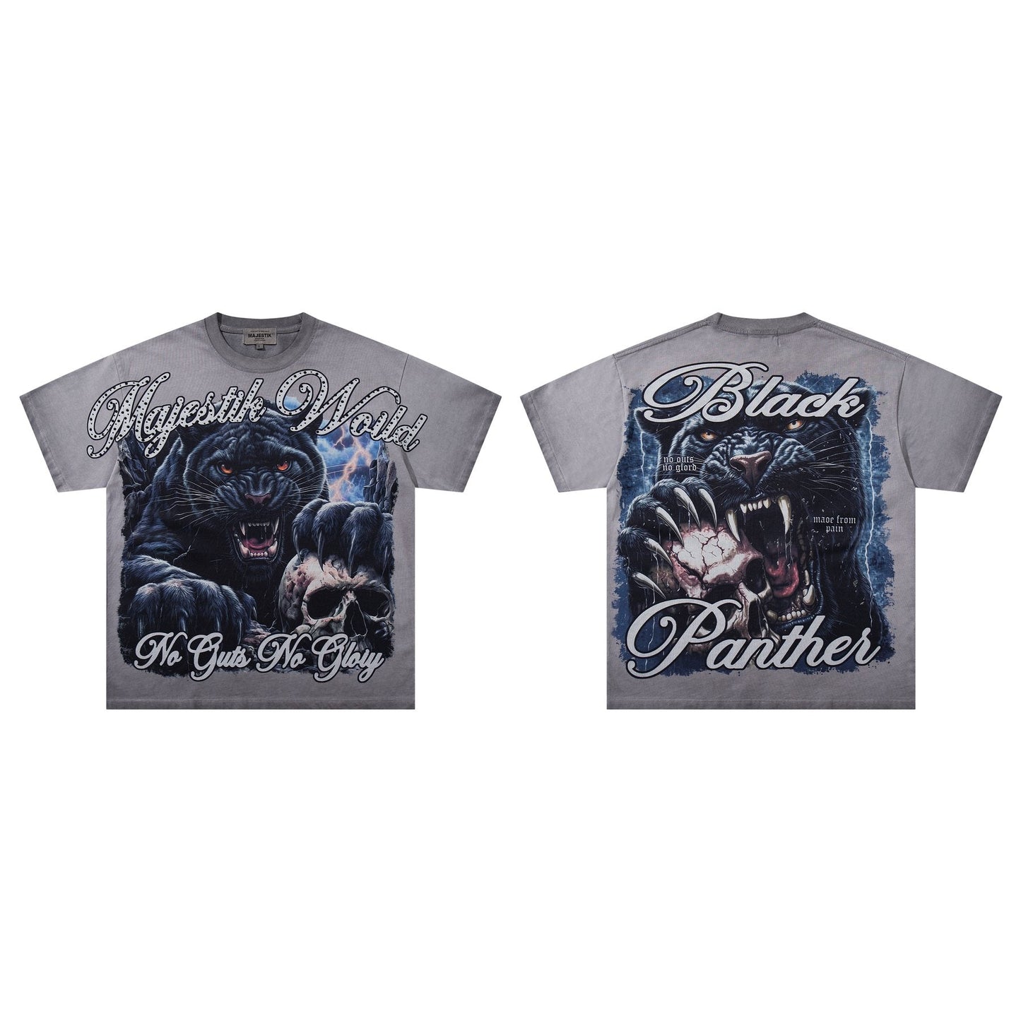 MAJESTIK Panther Skull Graphic T-Shirt — context