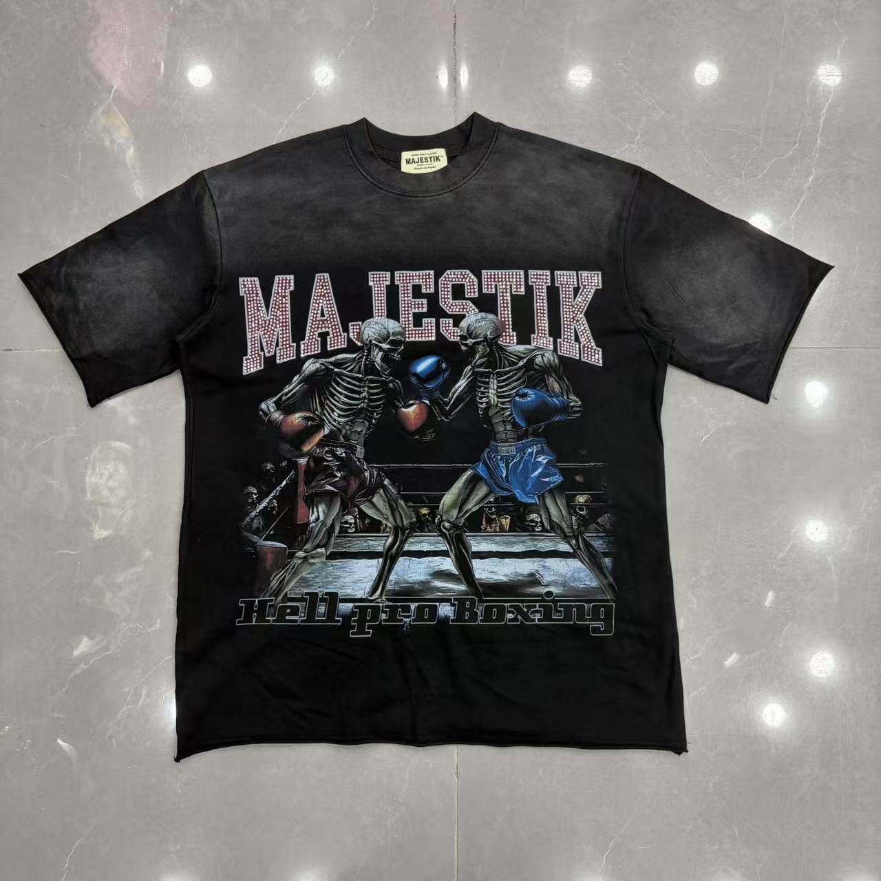 MAJESTIK Skeleton Boxing Graphic T-Shirt — front