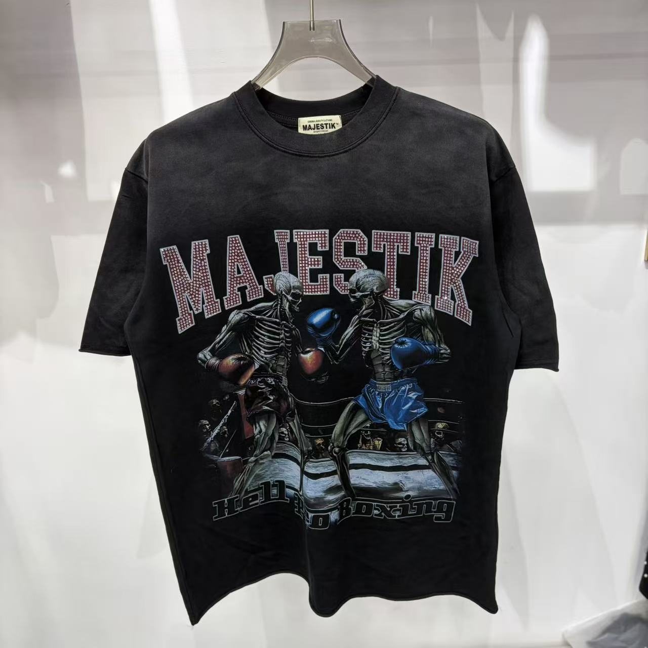 MAJESTIK Skeleton Boxing Graphic T-Shirt — front