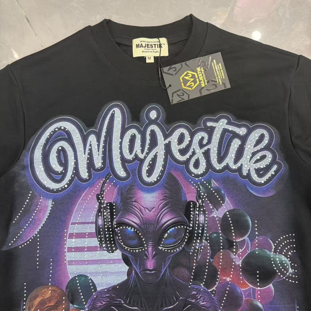 MAJESTIK Alien DJ Space Graphic T-Shirt — detail