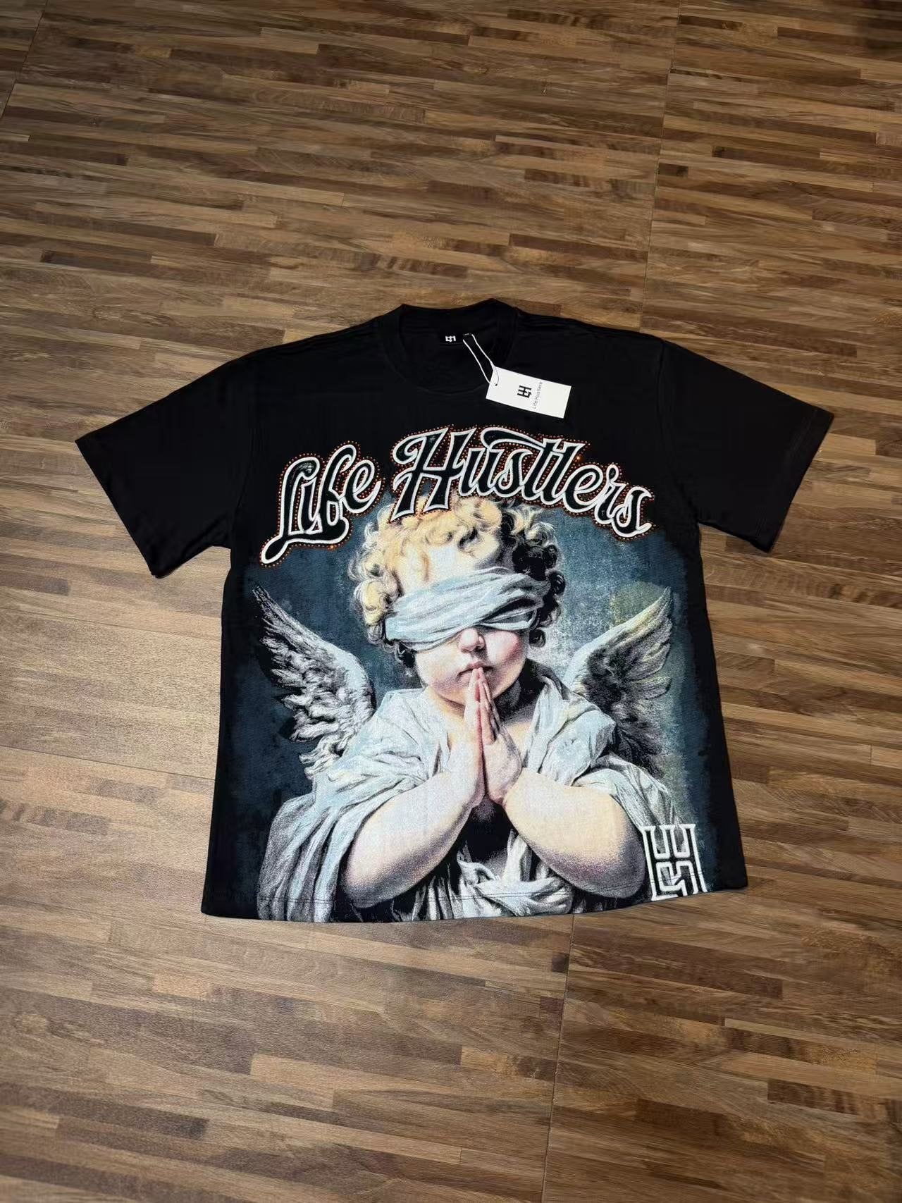 Life Hustlere Angel H-Back Graphic T-Shirt — front