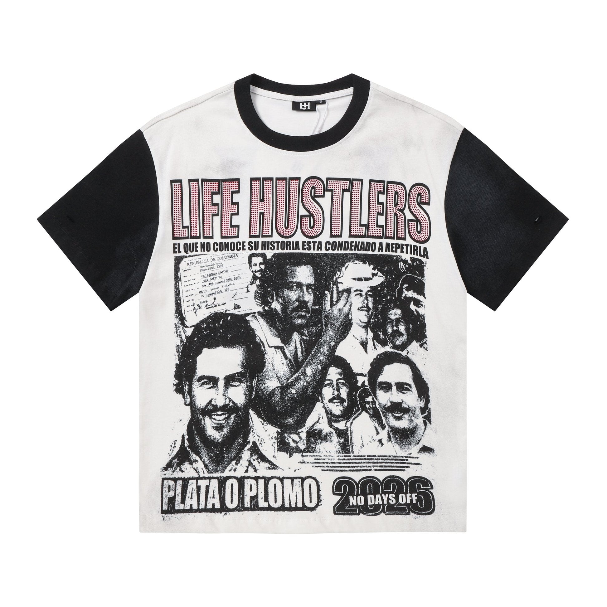 Life Hustlere Contrast-Sleeve Graphic T-Shirt — hero