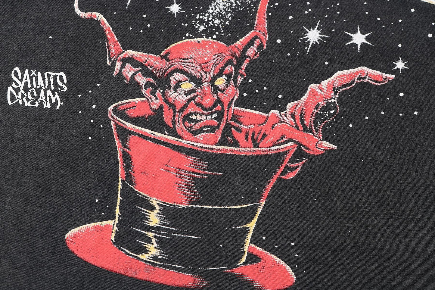 SAINT Washed Black Magician Devil Graphic T-Shirt — detail