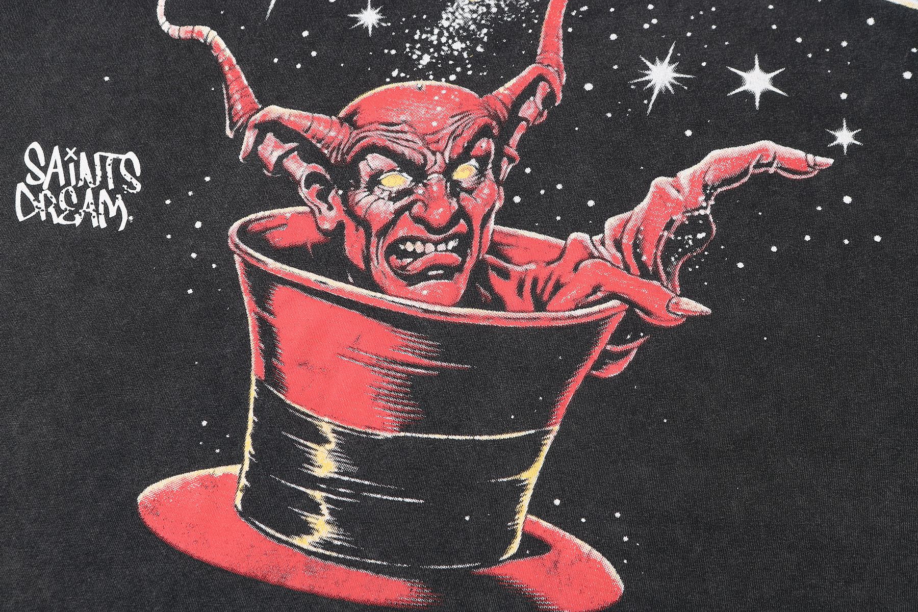 SAINT Washed Black Magician Devil Graphic T-Shirt — detail