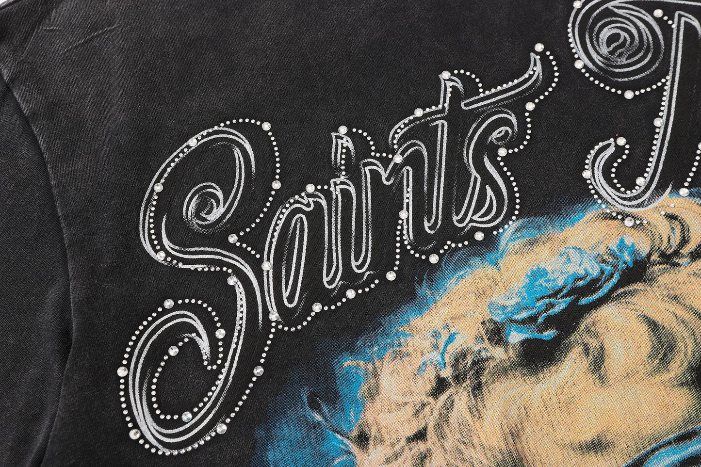 SAINT Angel Graphic Washed Black T-Shirt — detail