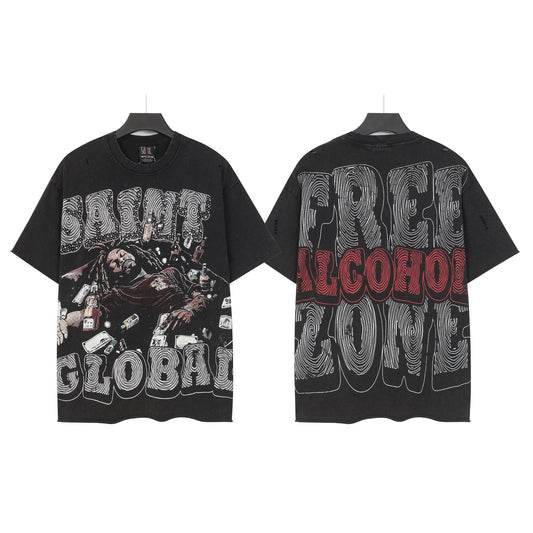 SAINT Free Alcohol Washed Black Graphic T-Shirt — hero