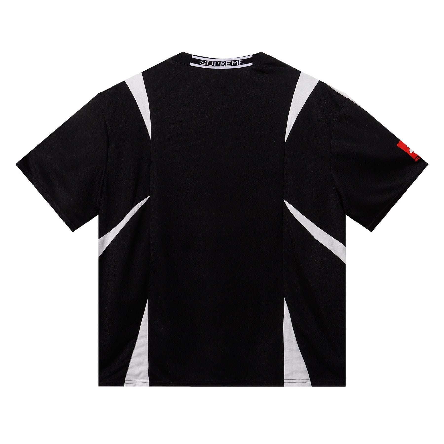 Supreme Black Soccer-Inspired Jersey Graphic T-Shirt — back
