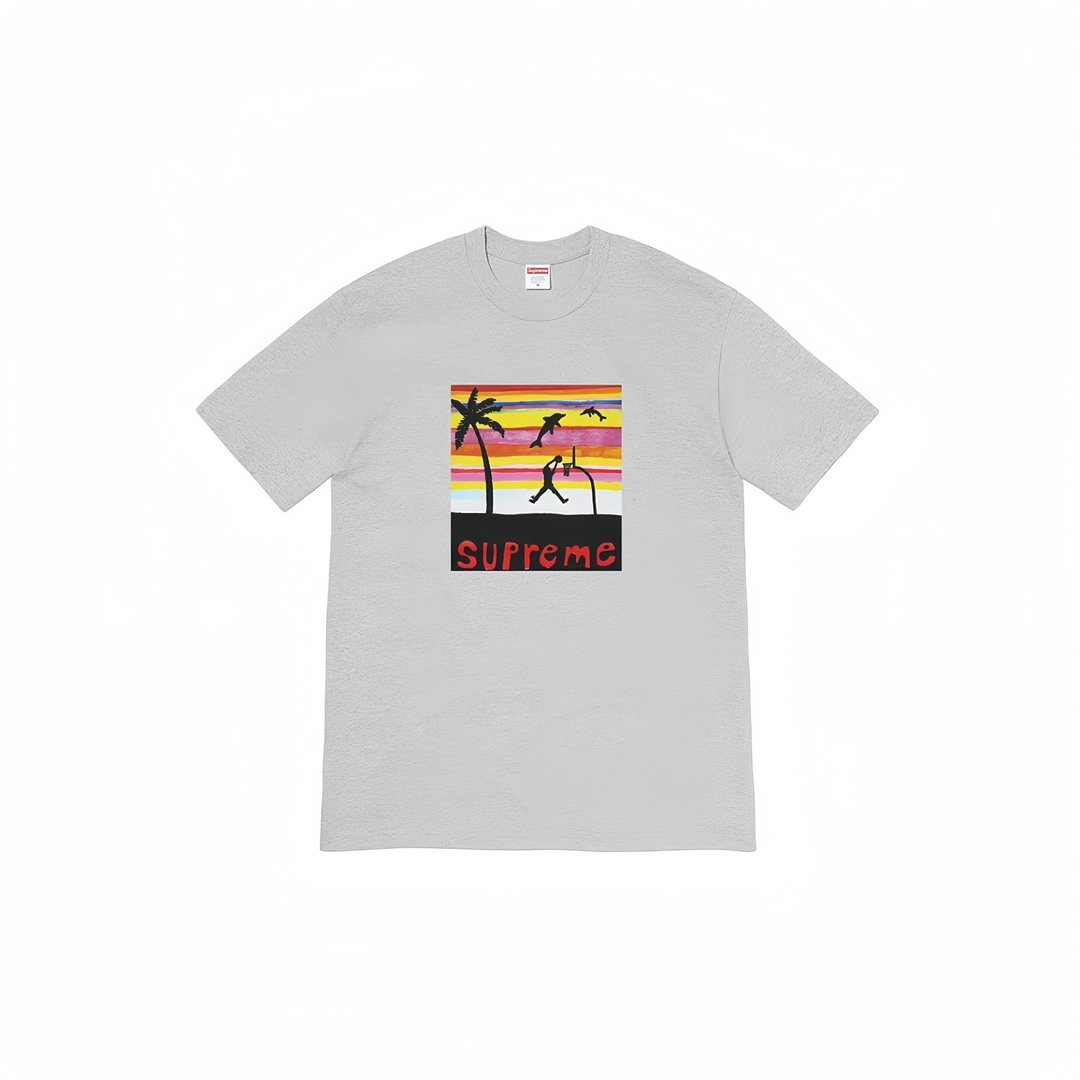 Supreme Spiral Sunset Palm Graphic T-Shirt — front