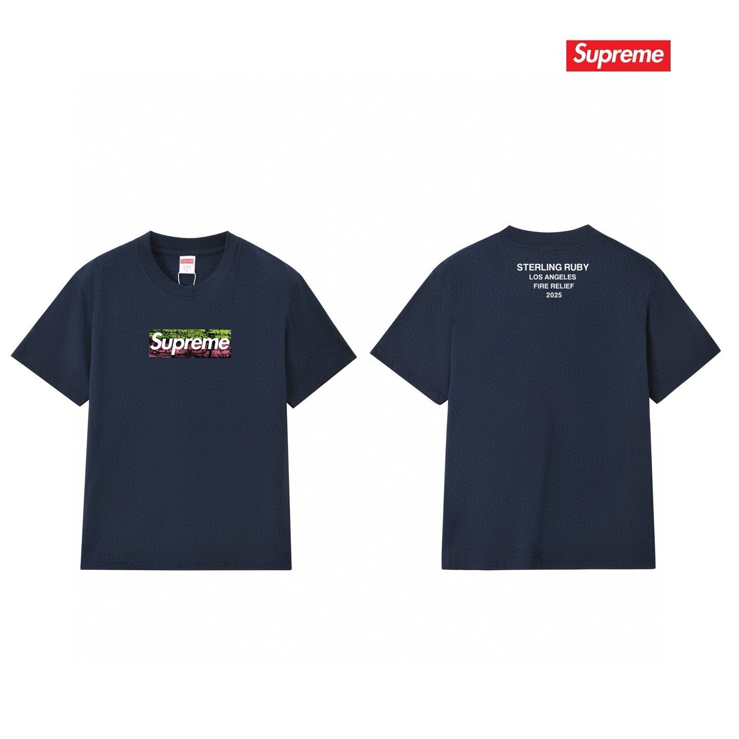 Supreme Los Angeles Wildfire Relief Box Graphic T-Shirt — comparison