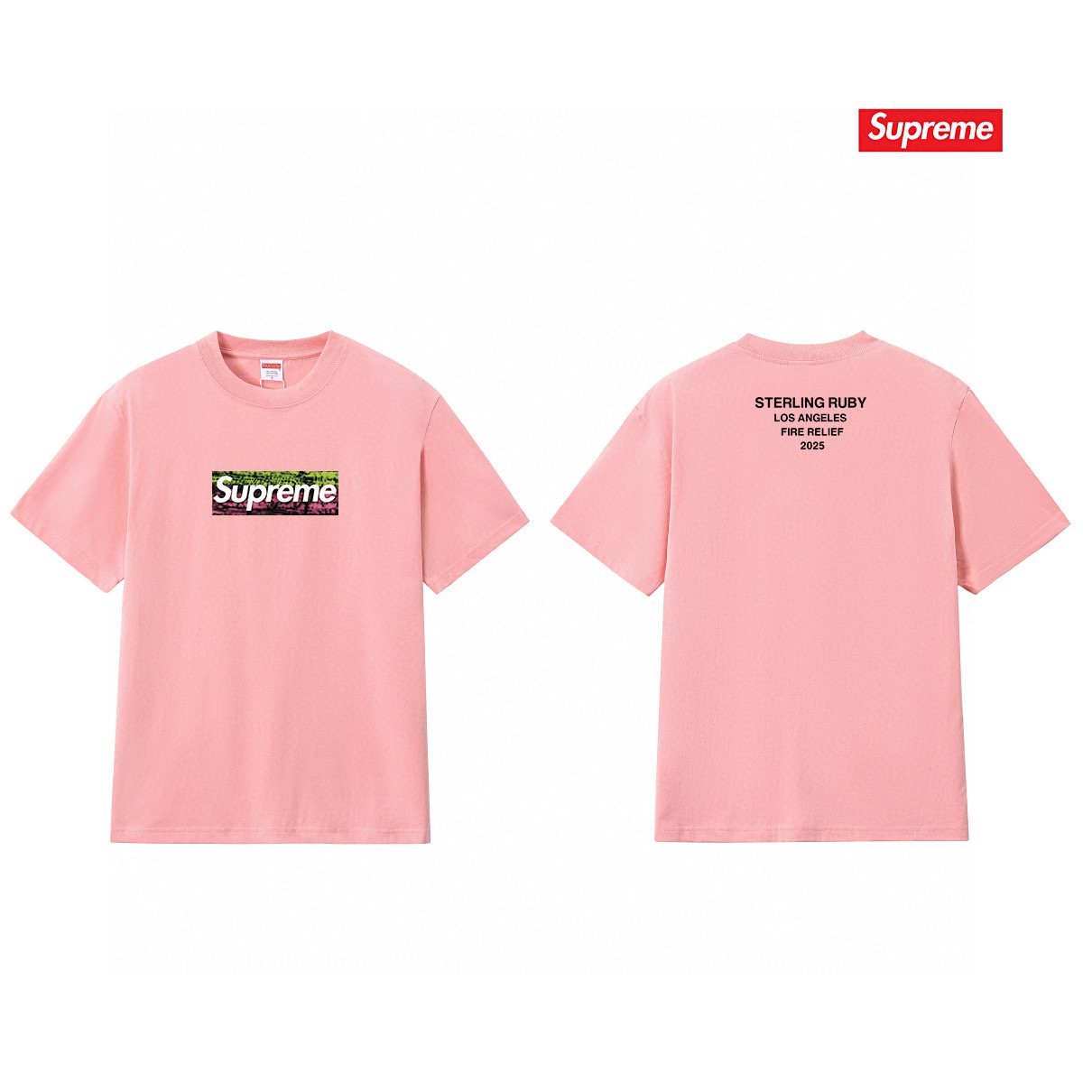 Supreme Los Angeles Wildfire Relief Box Graphic T-Shirt — comparison