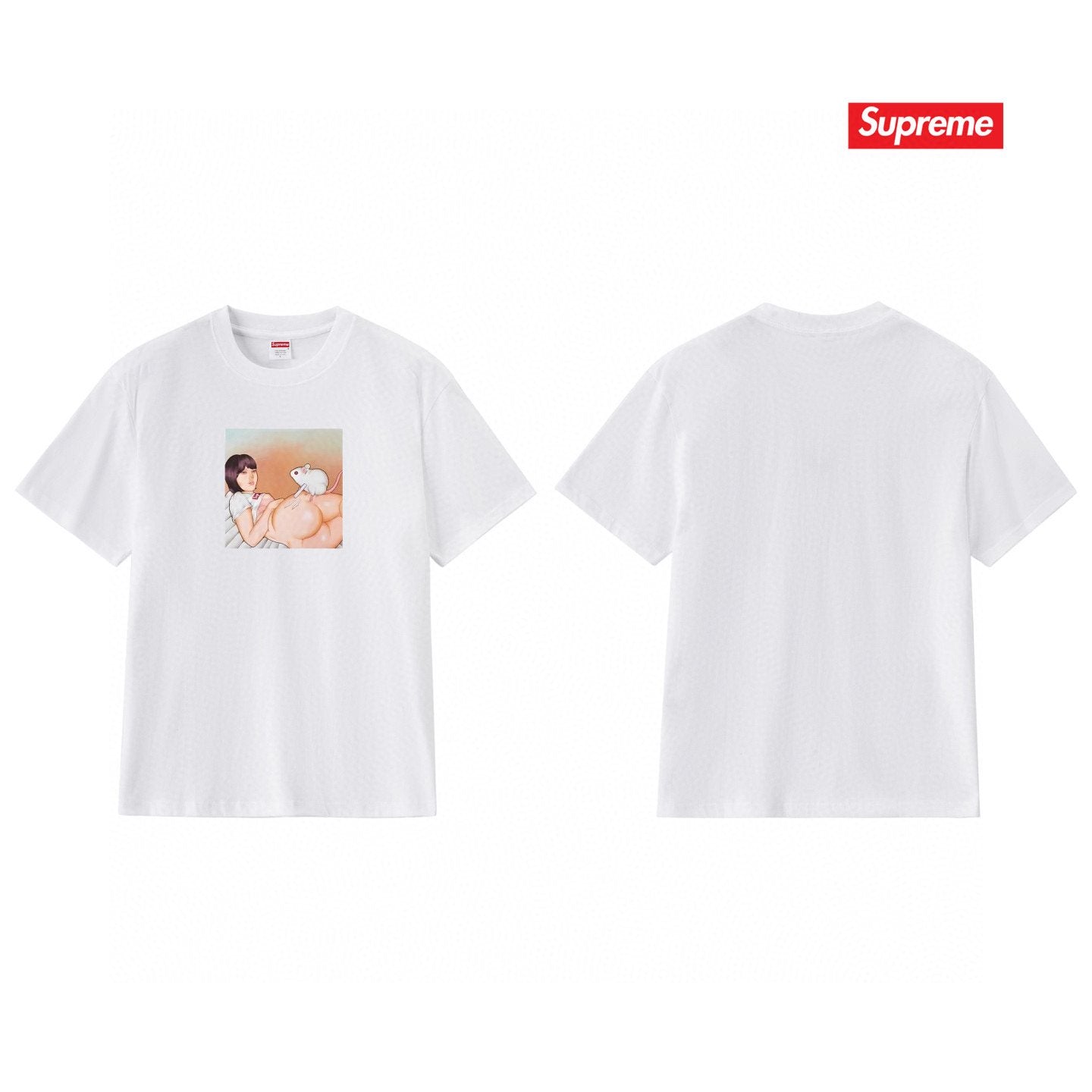 Supreme Anime-Style Graphic Short-Sleeve T-Shirt — back