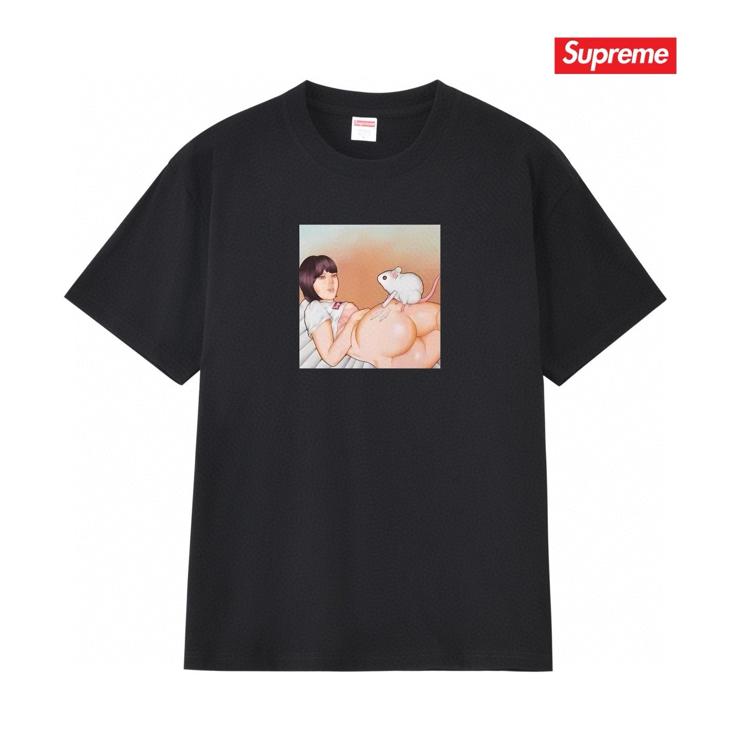 Supreme Anime-Style Graphic Short-Sleeve T-Shirt — front
