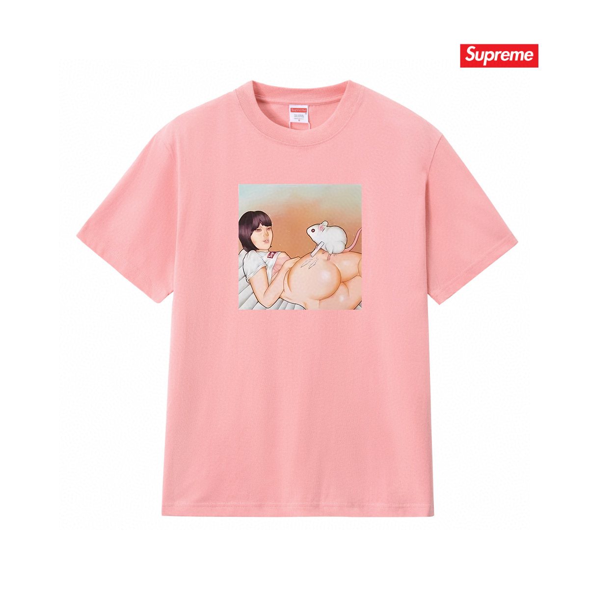 Supreme Anime-Style Graphic Short-Sleeve T-Shirt — front