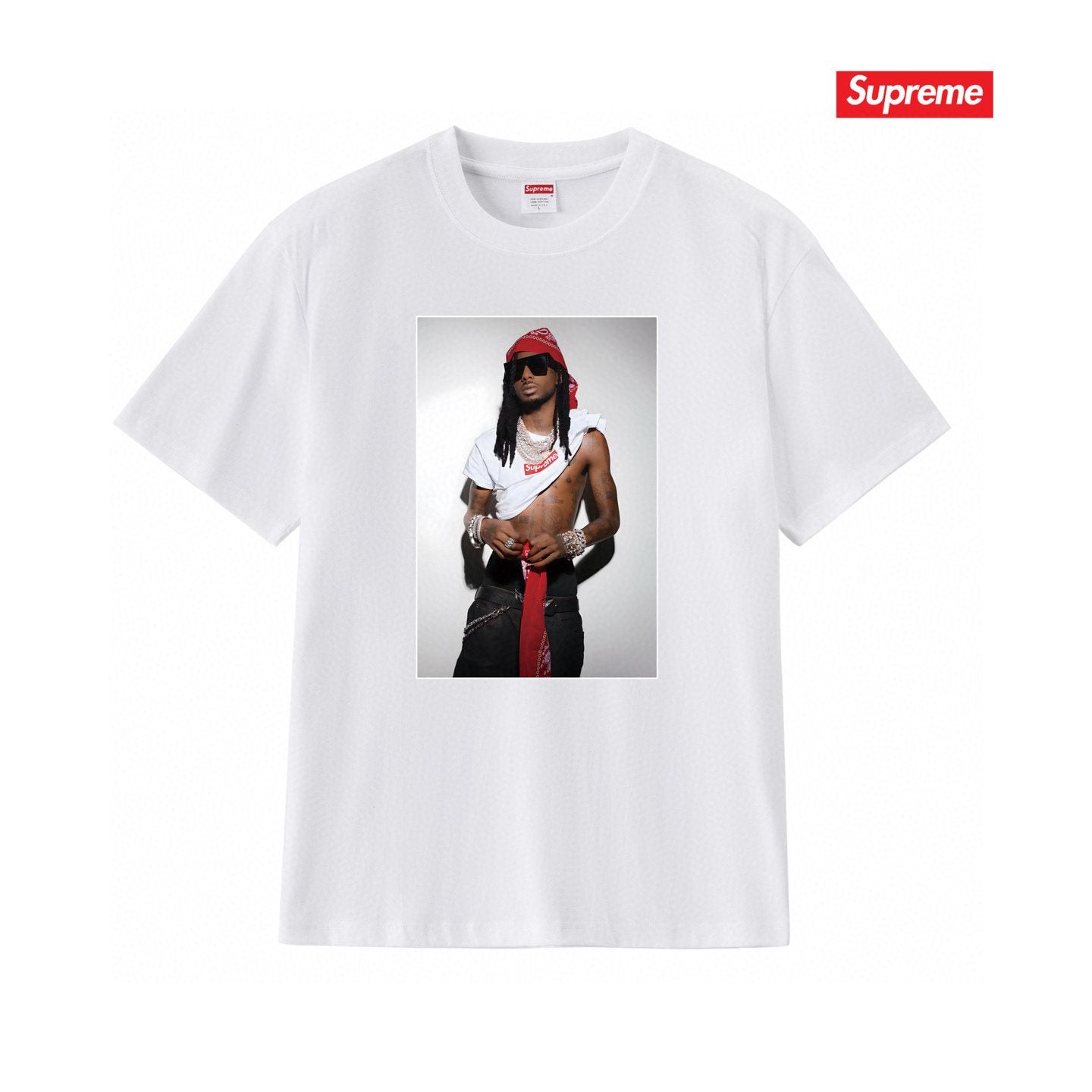 Supreme Playbi Caarti Portrait Graphic T-Shirt — front