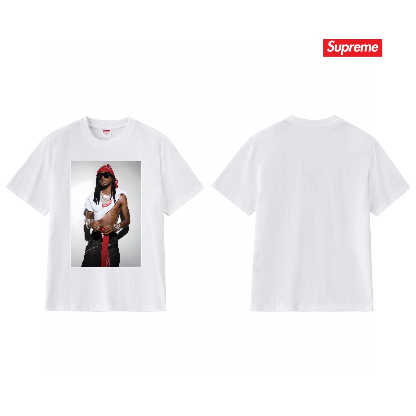 Supreme Playbi Caarti Portrait Graphic T-Shirt — back
