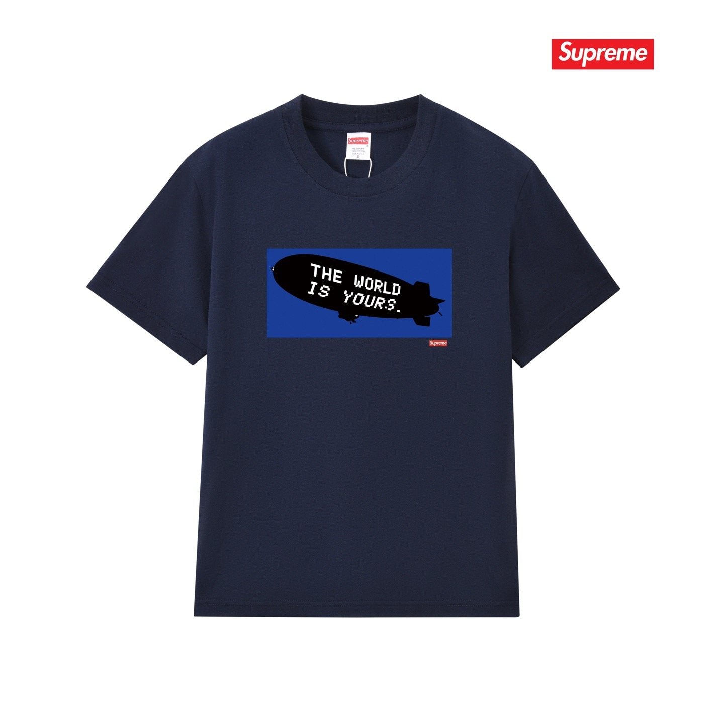 Supreme Blue Rectangle Brush Graphic T-Shirt — front
