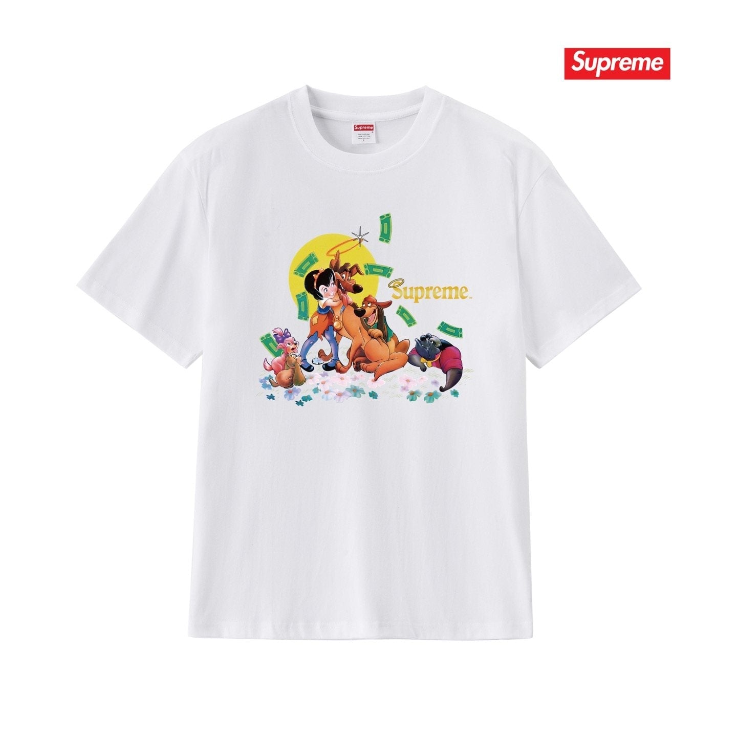 Supreme All Dogs Go To Heaven Dog Graphic T-Shirt — front
