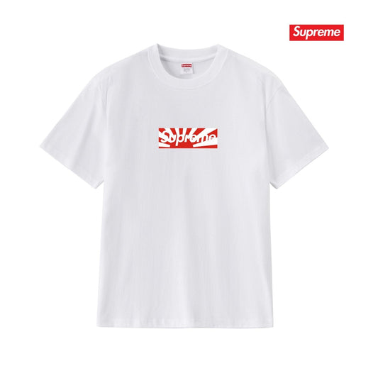Supreme White Front Graphic Short-Sleeve T-Shirt — hero