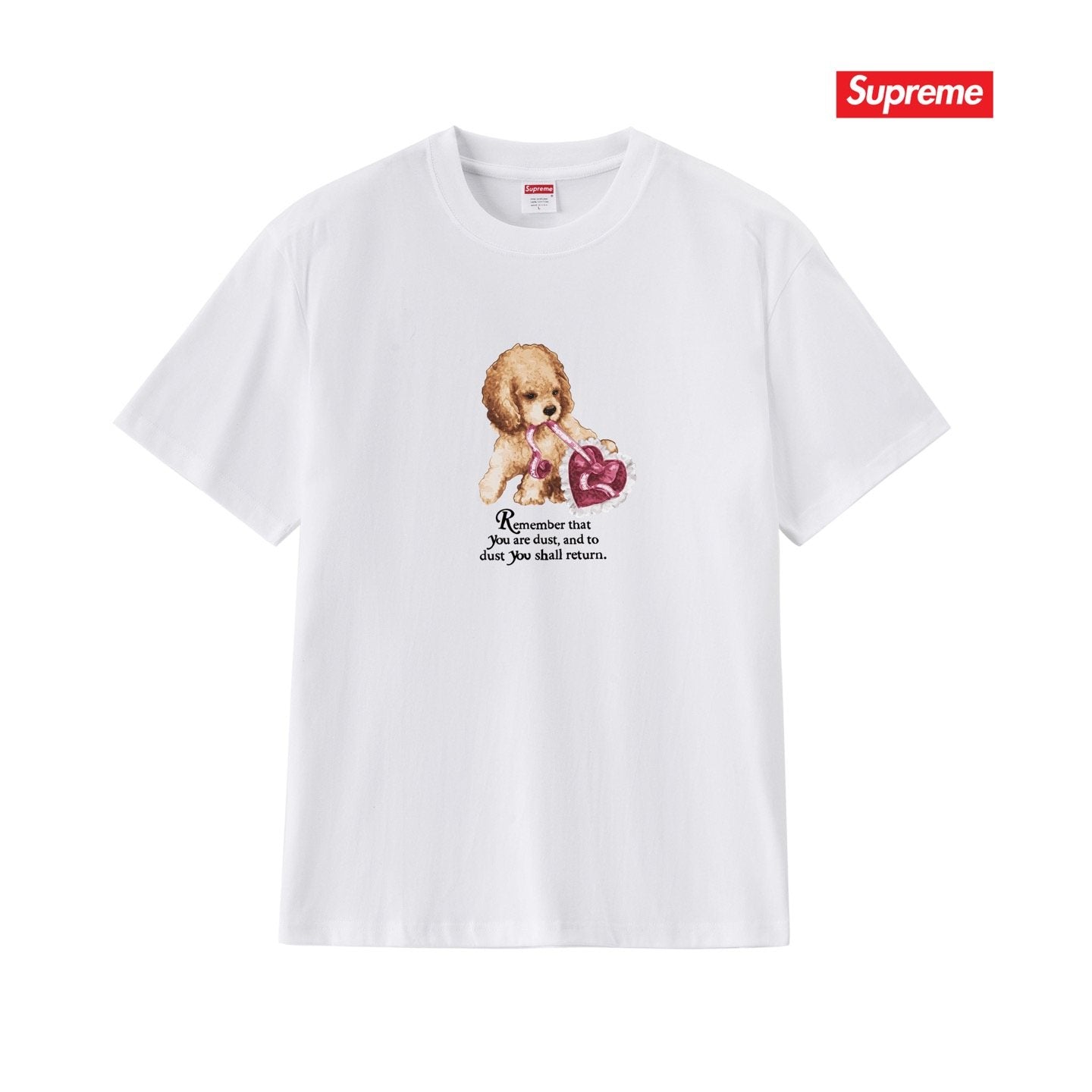 Supreme Dog and Heart Graphic T-Shirt — front