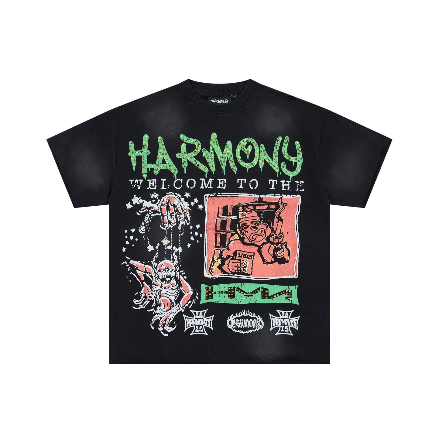 HARMONY Black Front and Back Graphic T-Shirt — hero