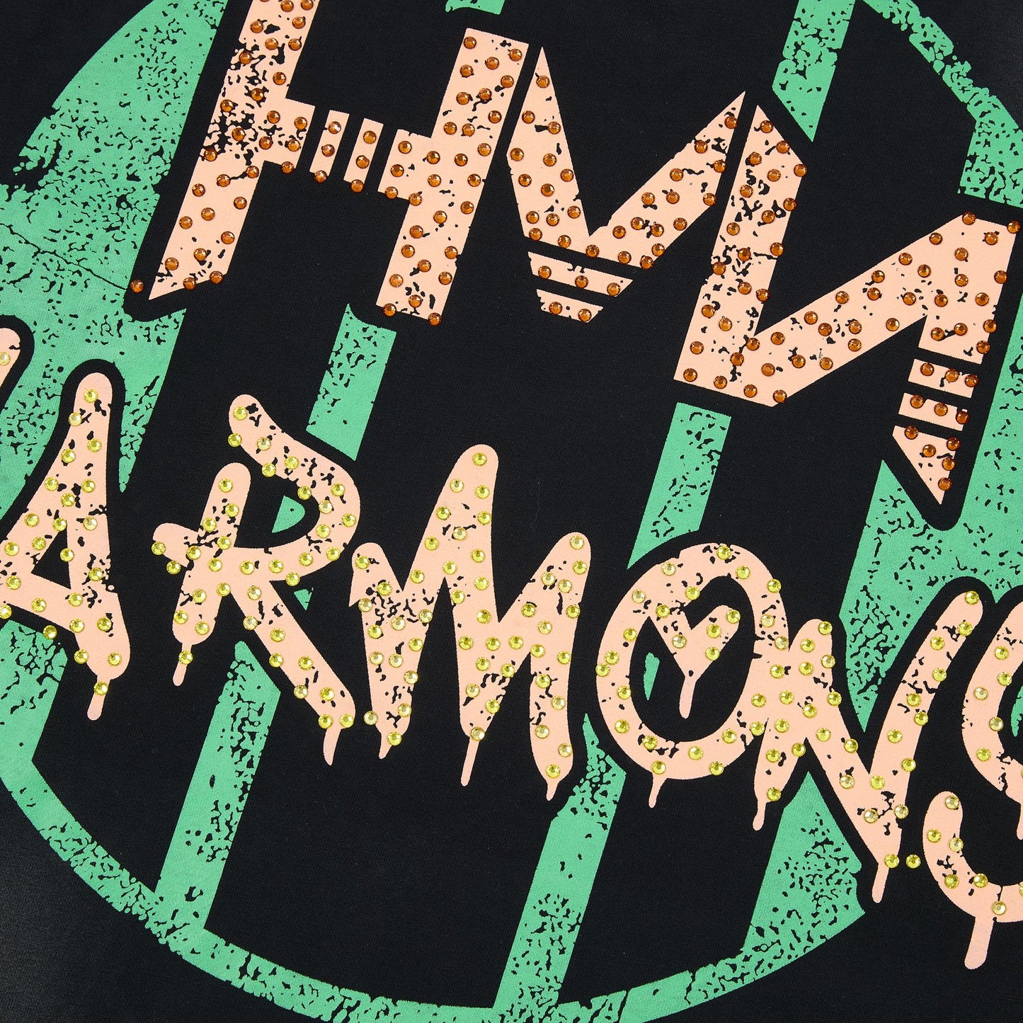 HARMONY Black Front and Back Graphic T-Shirt — detail