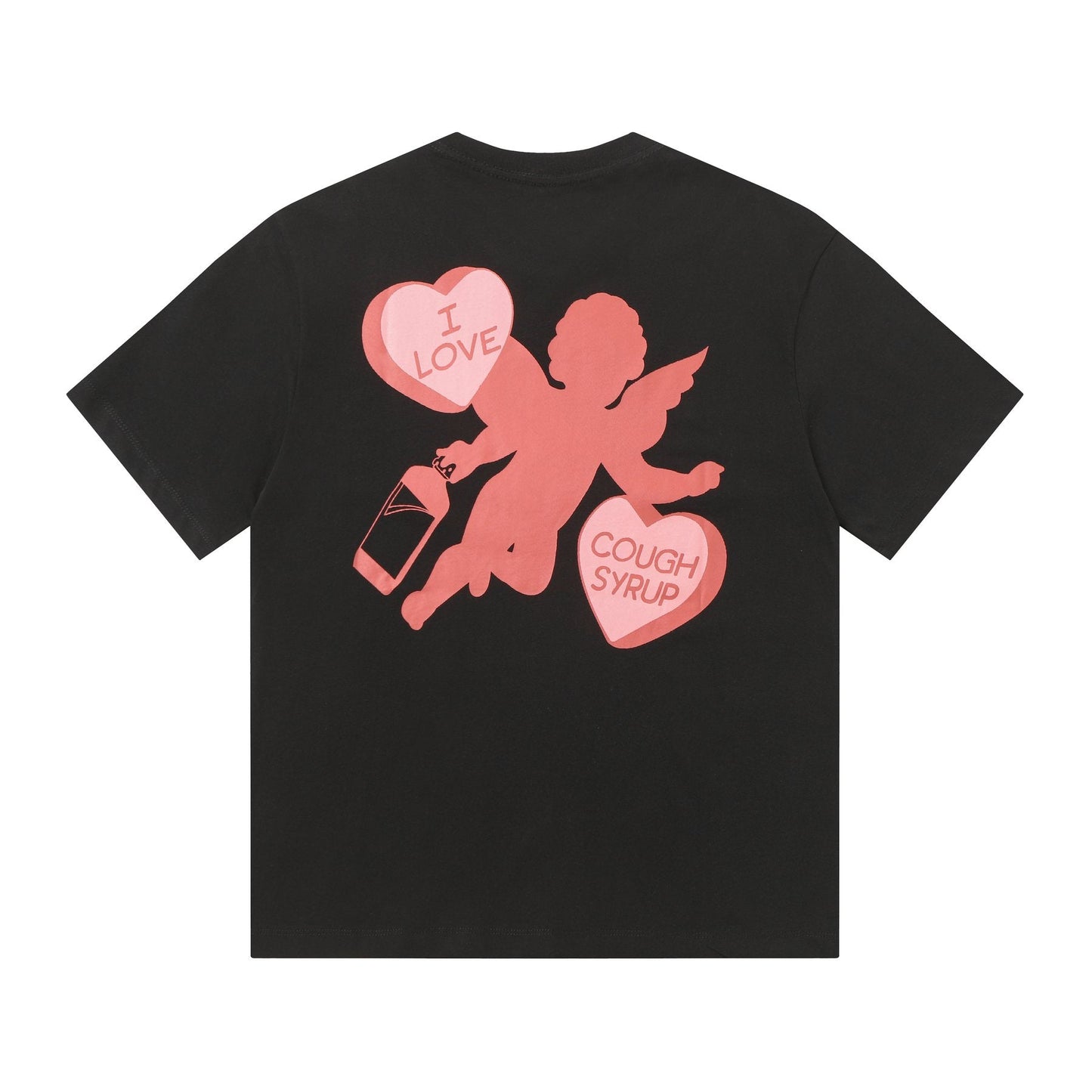 THAT'S A AWFUL LOT OF COUGH SYRUP Cupid Heart Graphic T-Shirt — back
