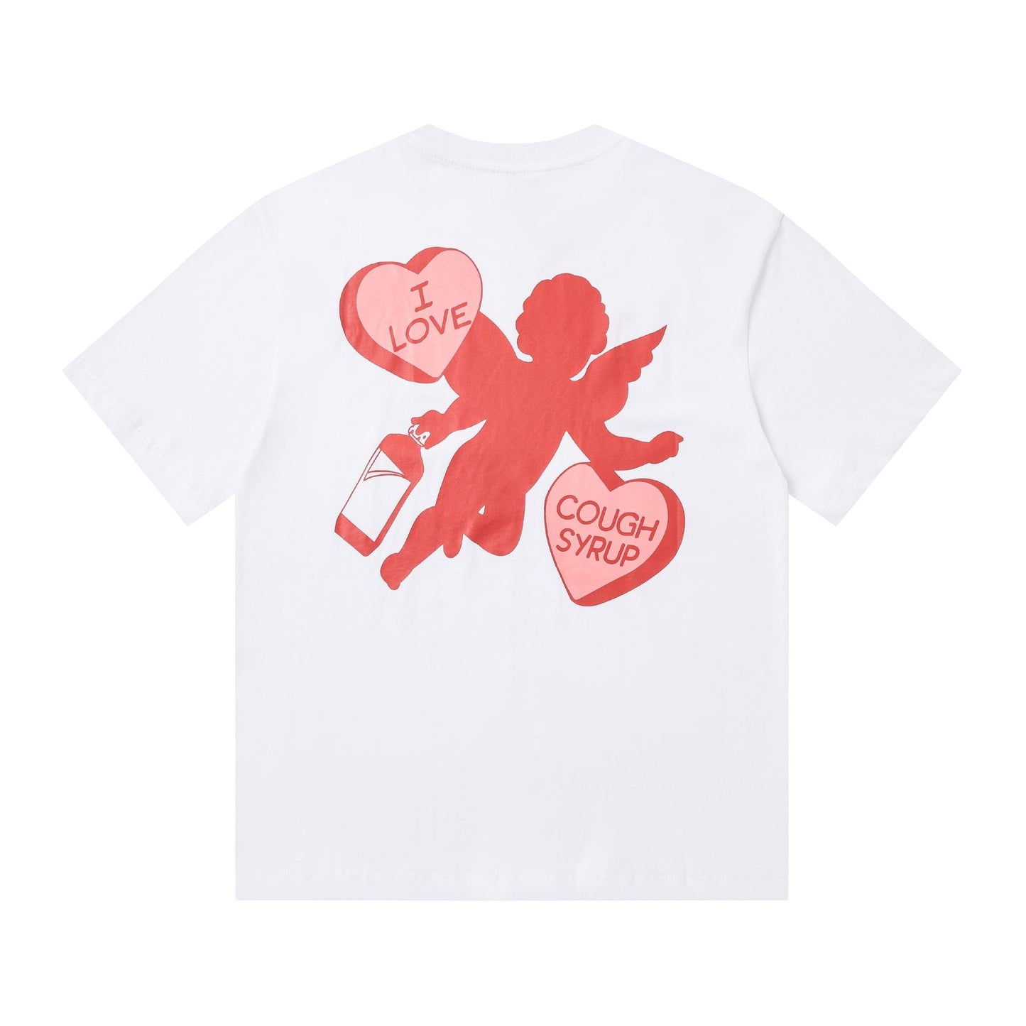 THAT'S A AWFUL LOT OF COUGH SYRUP Cupid Heart Graphic T-Shirt — back