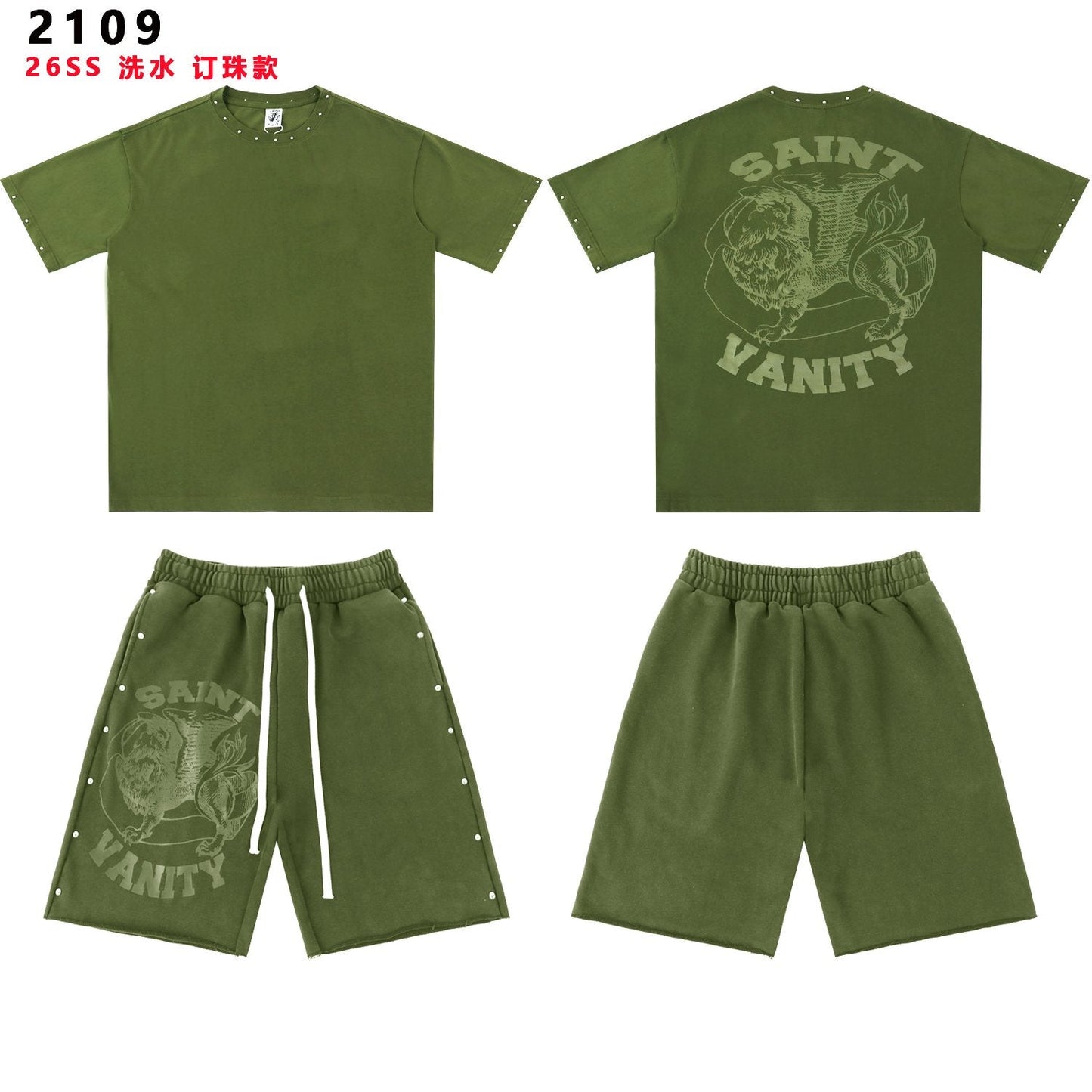SAINT Vanity Lion Graphic Short-Sleeve Set — front