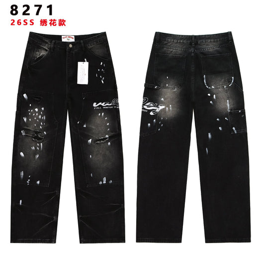 Valley Dreams Distressed Paint-Splatter Jeans — hero