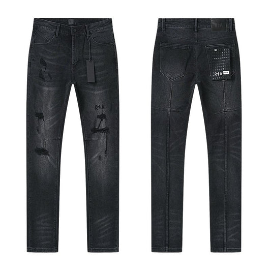 R+A Washed Distressed Black Jeans — hero
