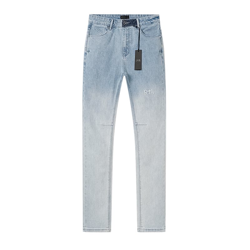 R+A Light Blue Washed Denim Jeans — front