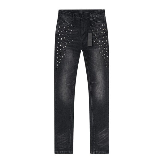 R+A Cross-Stud Washed Black Jeans — hero