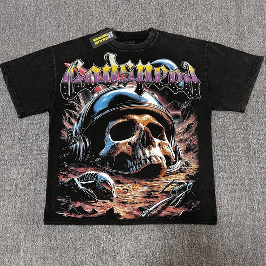 Godspeed Washed Black Skull Graphic T-Shirt — hero