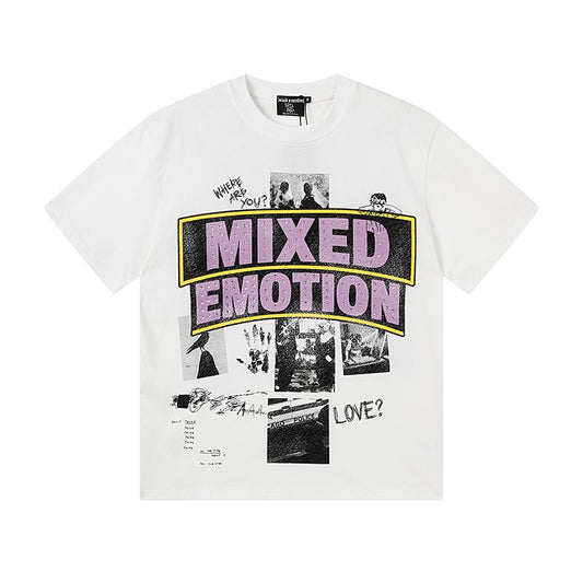 MIXED EMOTION White Graphic T-Shirt — hero