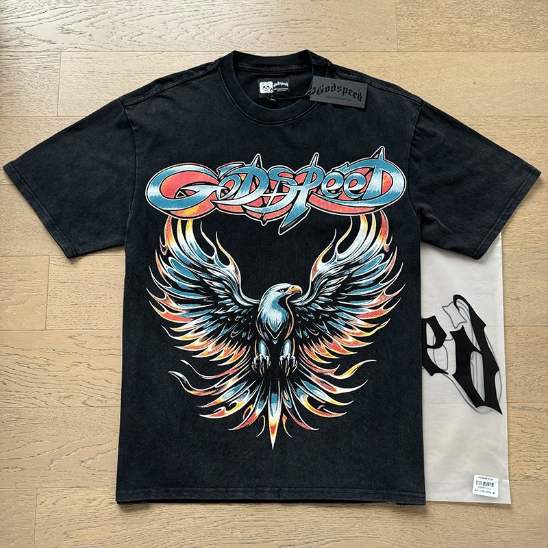 Godspeed Eagle Graphic Washed Black T-Shirt — context