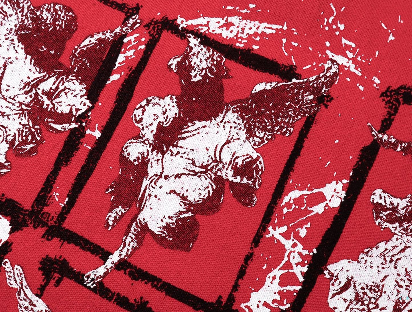 MIXED EMOTION Washed Red Front & Back Graphic T-Shirt — detail