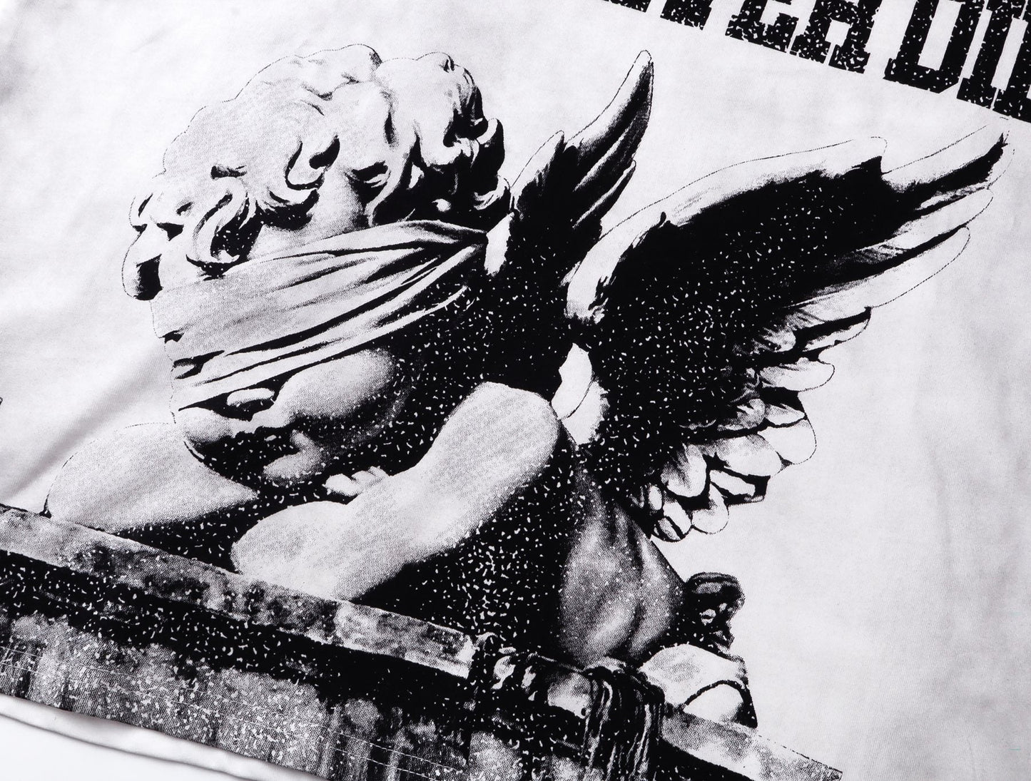 MIXED EMOTION Washed White Front & Back Graphic T-Shirt — detail